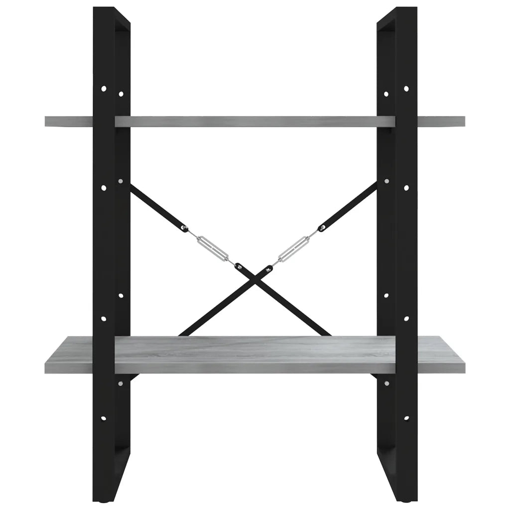 Libreria a 2 Ripiani-Scaffale per Libri-Mobile di Stoccaggio Grigio Sonoma 60x30x70cm Legno Multistrato