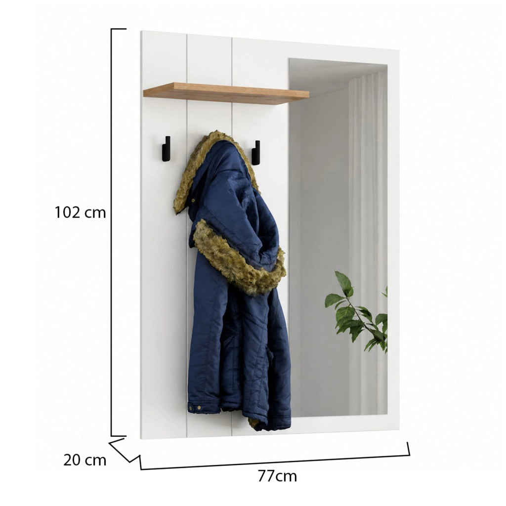 Kaikou, Mobile da Ingresso Specchio Incluso, 77x20x102h cm Bianco