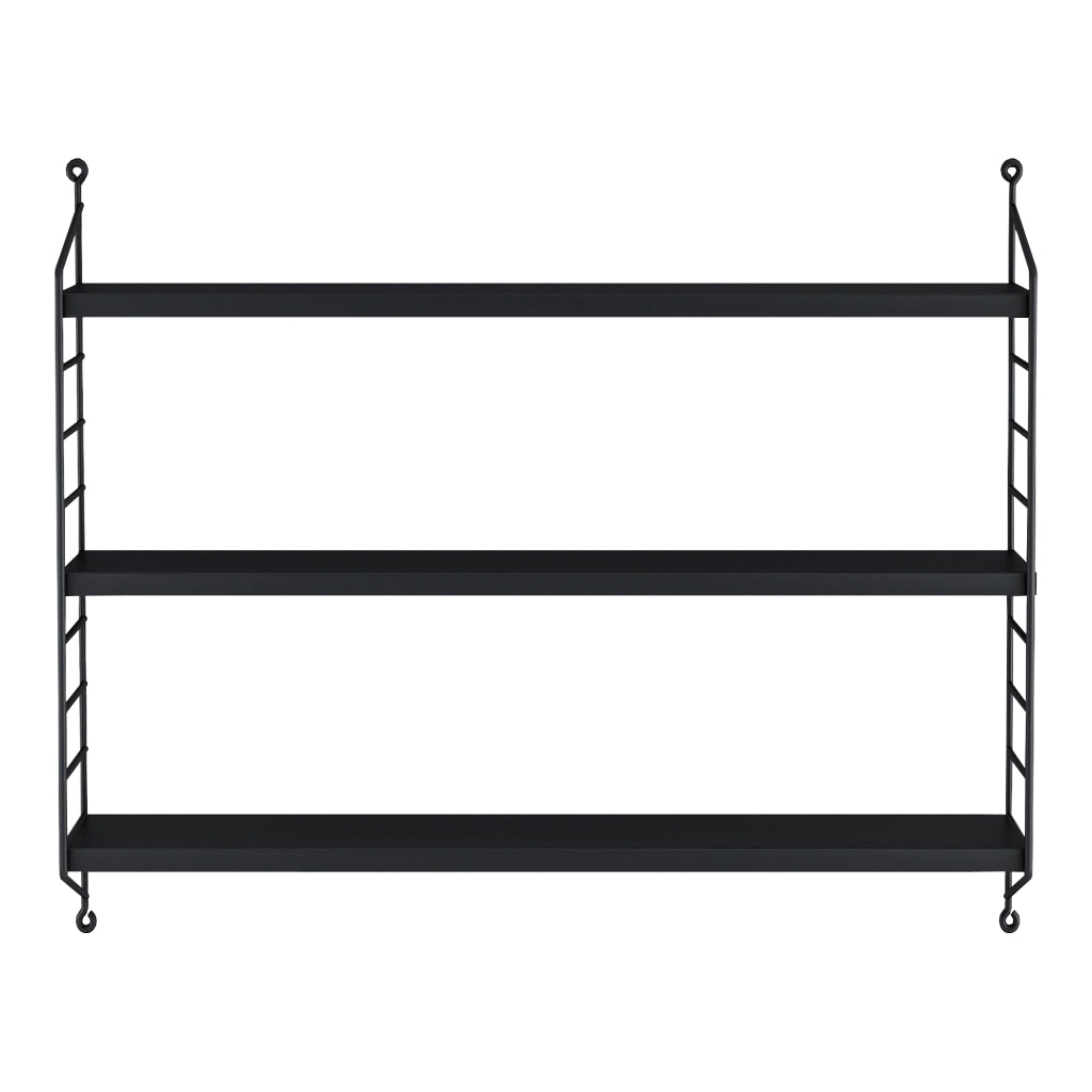 Set di 2 Scaffali da Parete Strängnäs a 3 Ripiani Regolabili  50 x 60 x 15 cm Acciaio Nero [en.casa]