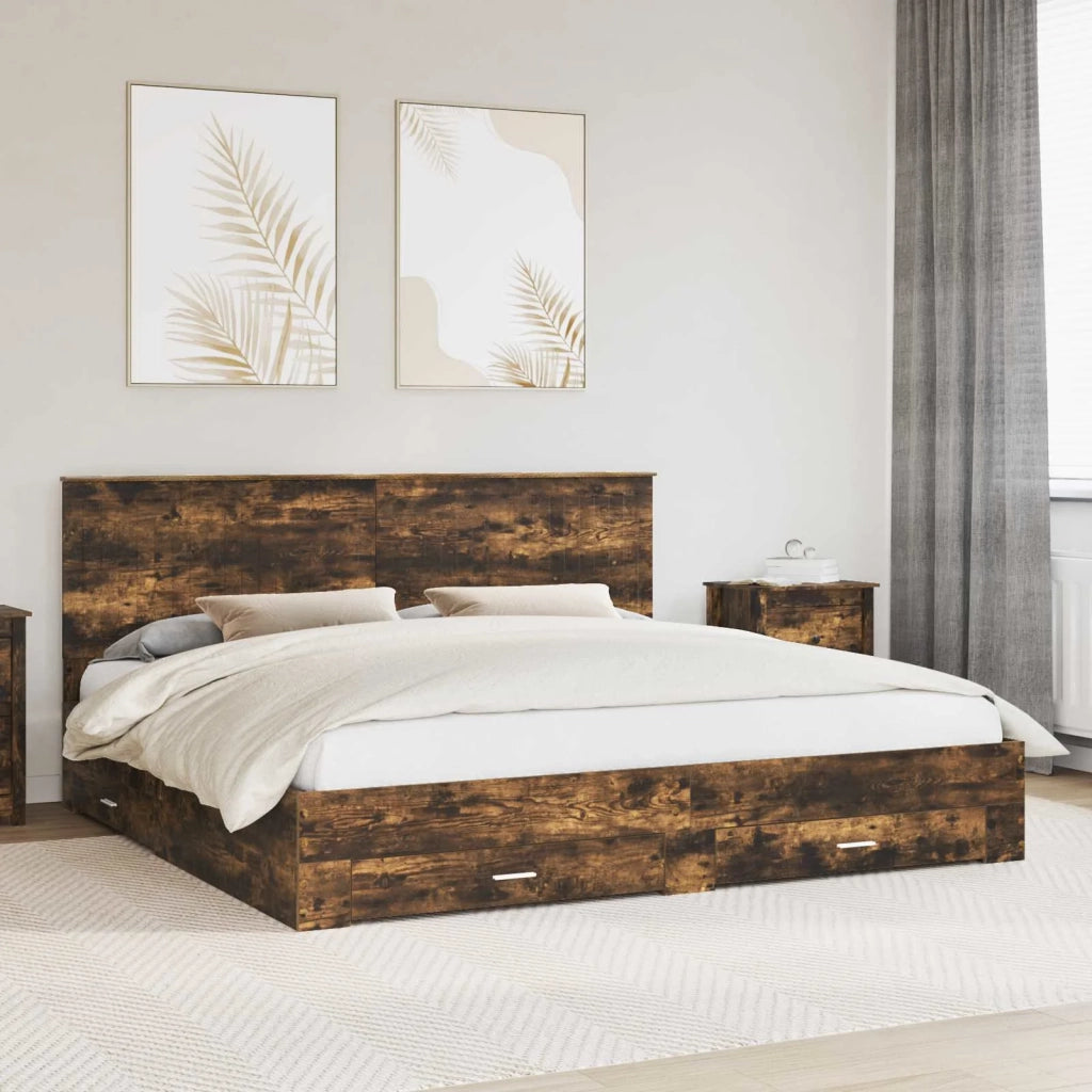 Struttura del letto Rovere fumé 200 x 200 cm Legno multistrato 3411268