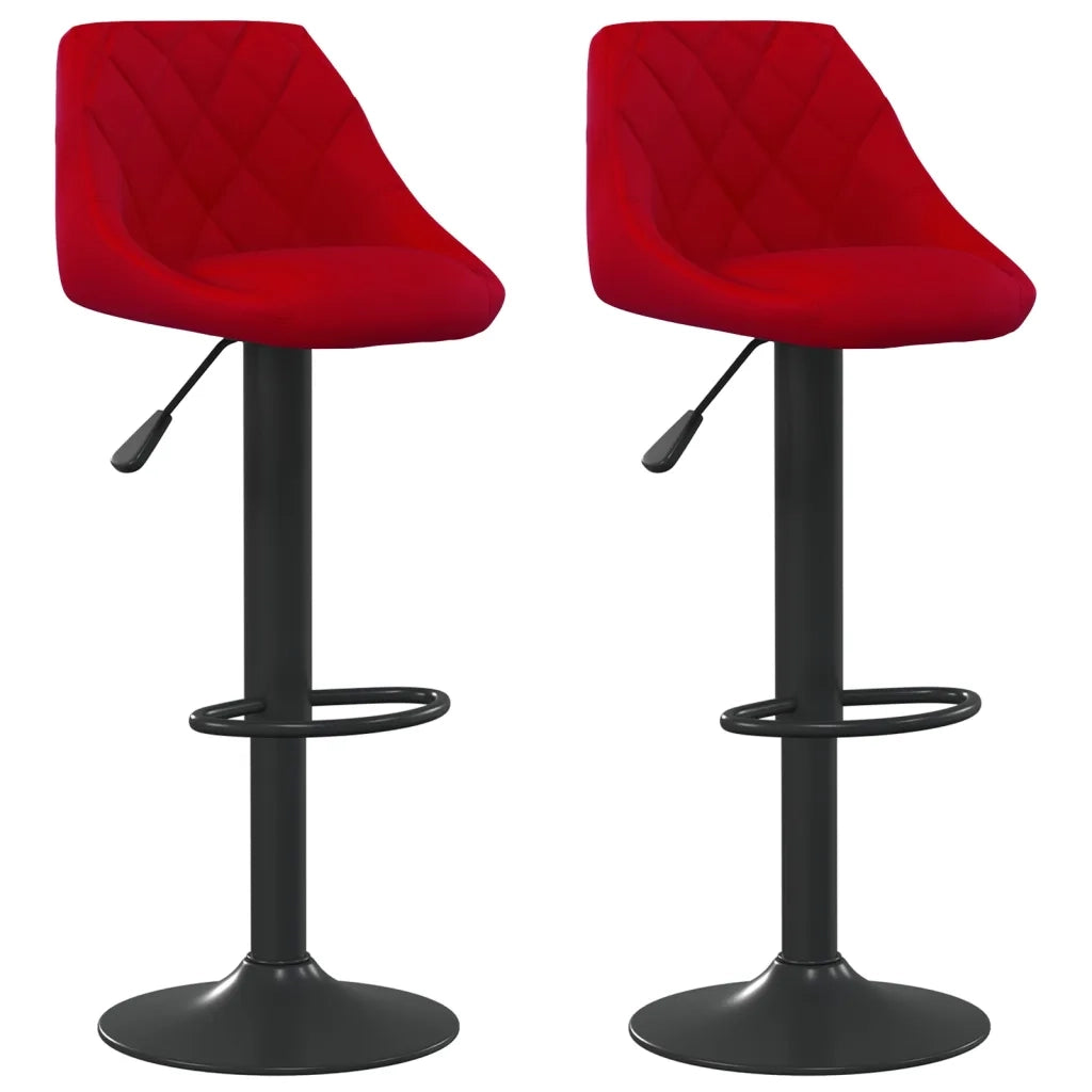 Sgabelli da Bar 2 pz Rosso Vino in Velluto 335355