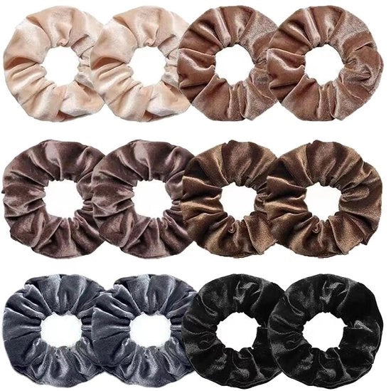 Accessori per capelli in set da 12 pezzi - Scrunchies in velluto - Bindi spessi - Fili morbidi - Accessori per capelli per donne