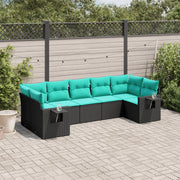 Set Divani da Giardino 7 pz con Cuscini Nero in Polyrattan 3220586
