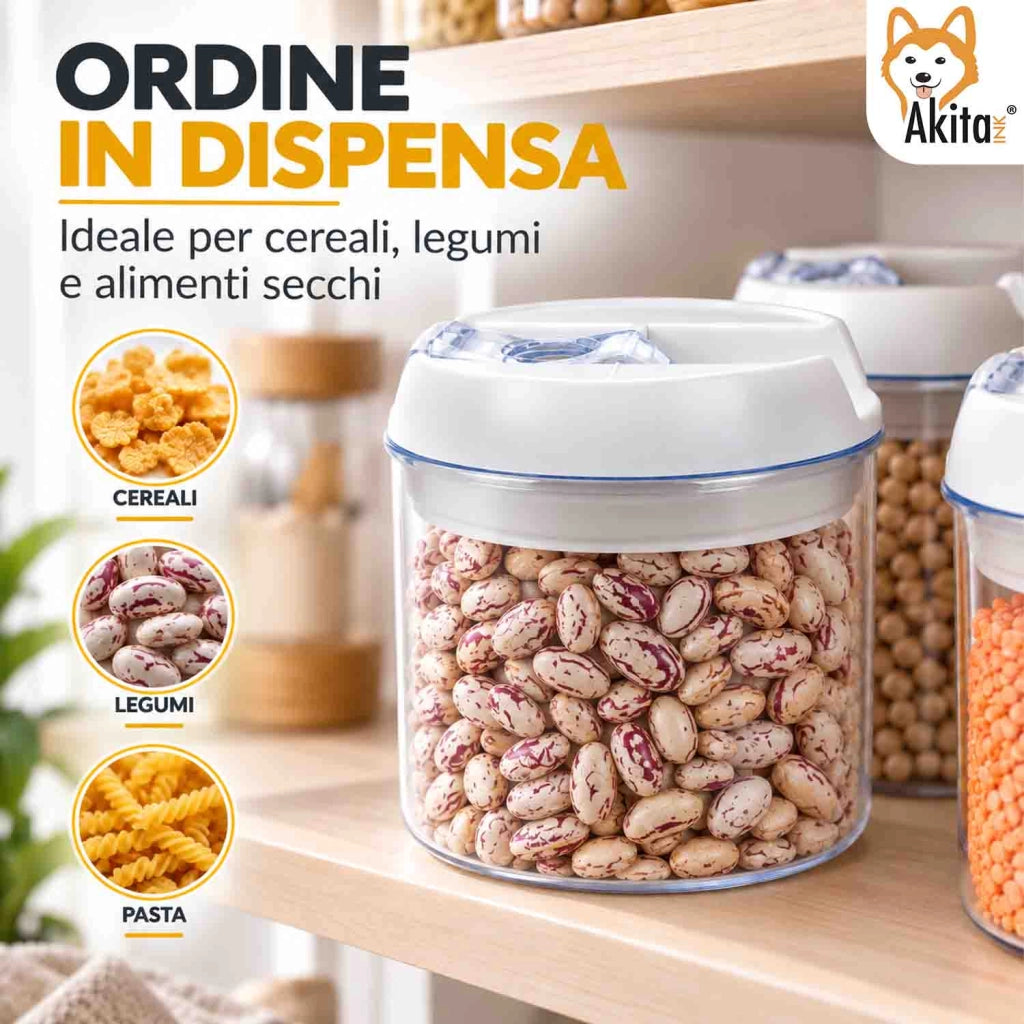 Akitaink Set 2 Contenitori Ermetici Rotondi 900 ml in Plastica