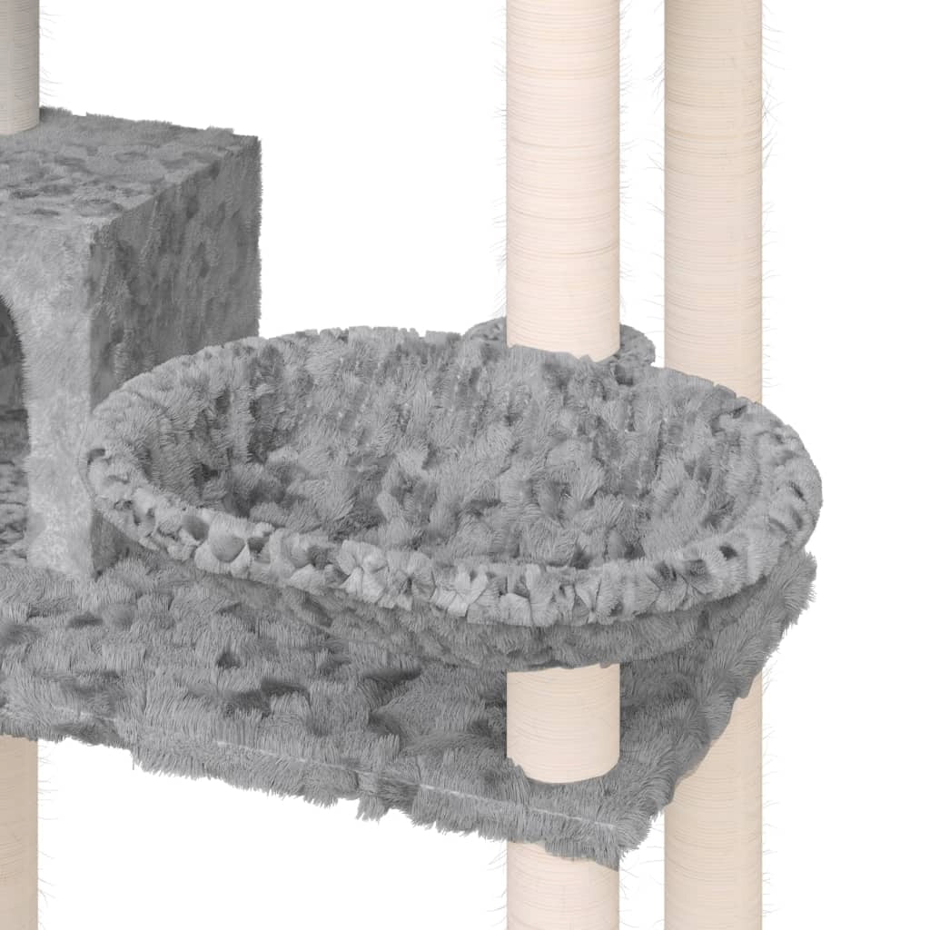 Tiragraffi per gatti torre per arrampicata giocattolo piattaforma per arrampicata con tiragraffi in sisal leggero 131 cm grigio 02_0022559