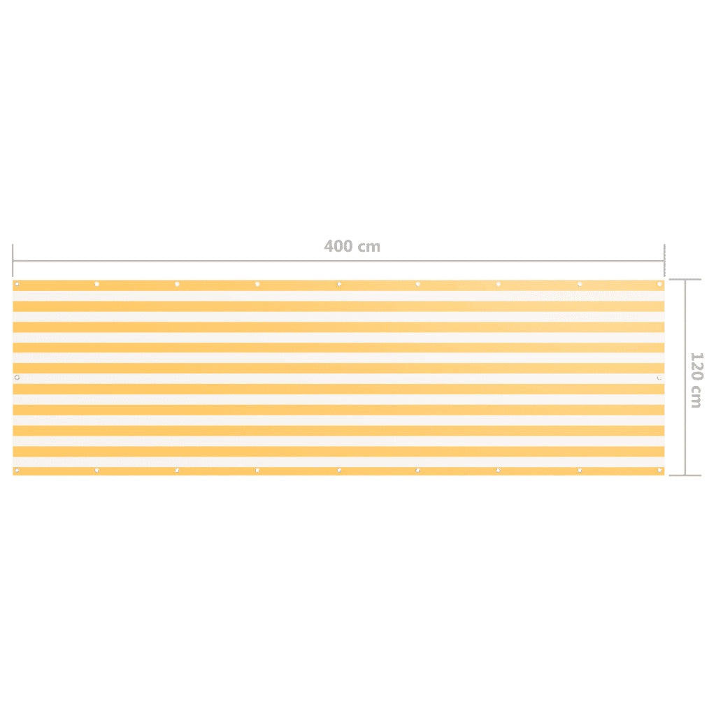 Paravento Balcone-Pannello per balcone Bianco e Giallo 120x400 cm Tessuto Oxford