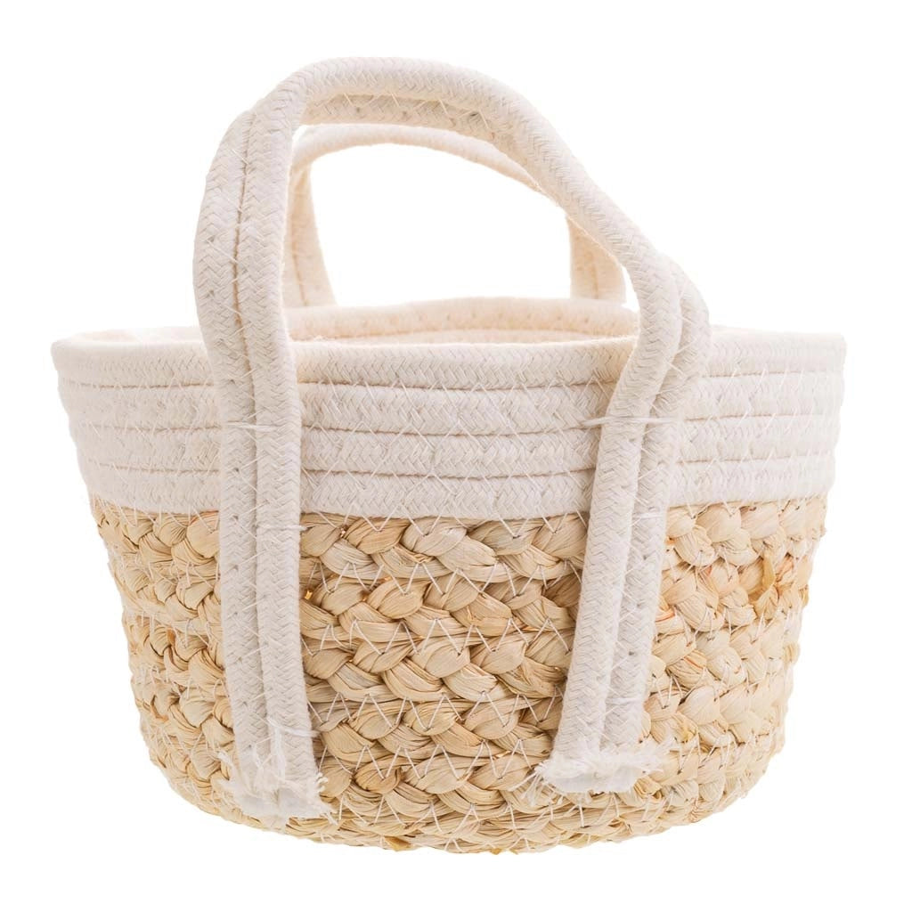 Cesto in corda intrecciata bianca 32x21x12h