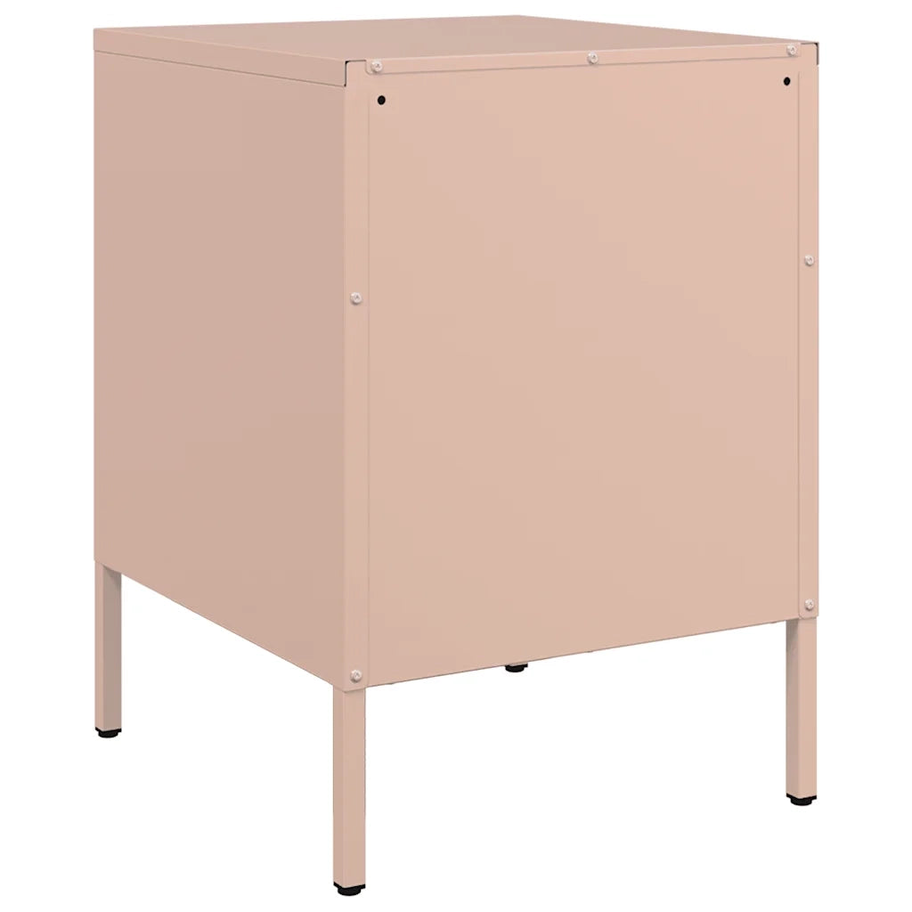 Comodino | Armadio da Notte | Mobiletto da notte Rosa 36x39x50,5 cm in Acciaio
