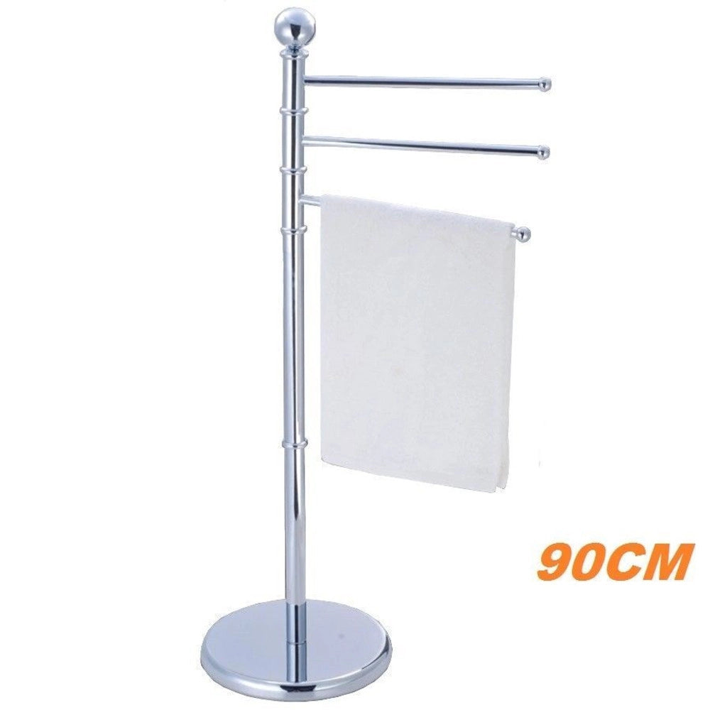 Trade Shop - Piantana Porta Asciugamani Arredo Bagno 3 Bracci Metallo Cromato 90cm -