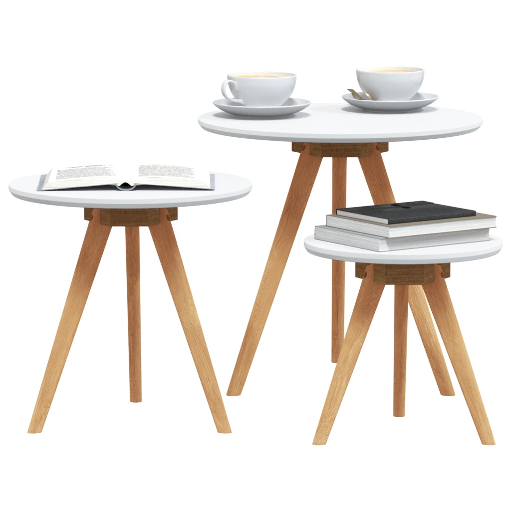 Set di Tavolini da CaffÃ¨ in Legno Massello Noce e Legno Ingegnerizzato