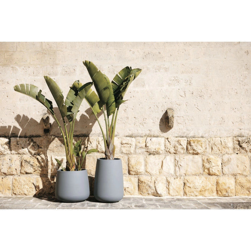 Vaso moderno di design Ø53 H55 in polimero grigio resistente per interno ed esterno - Made in Italy - Monacis