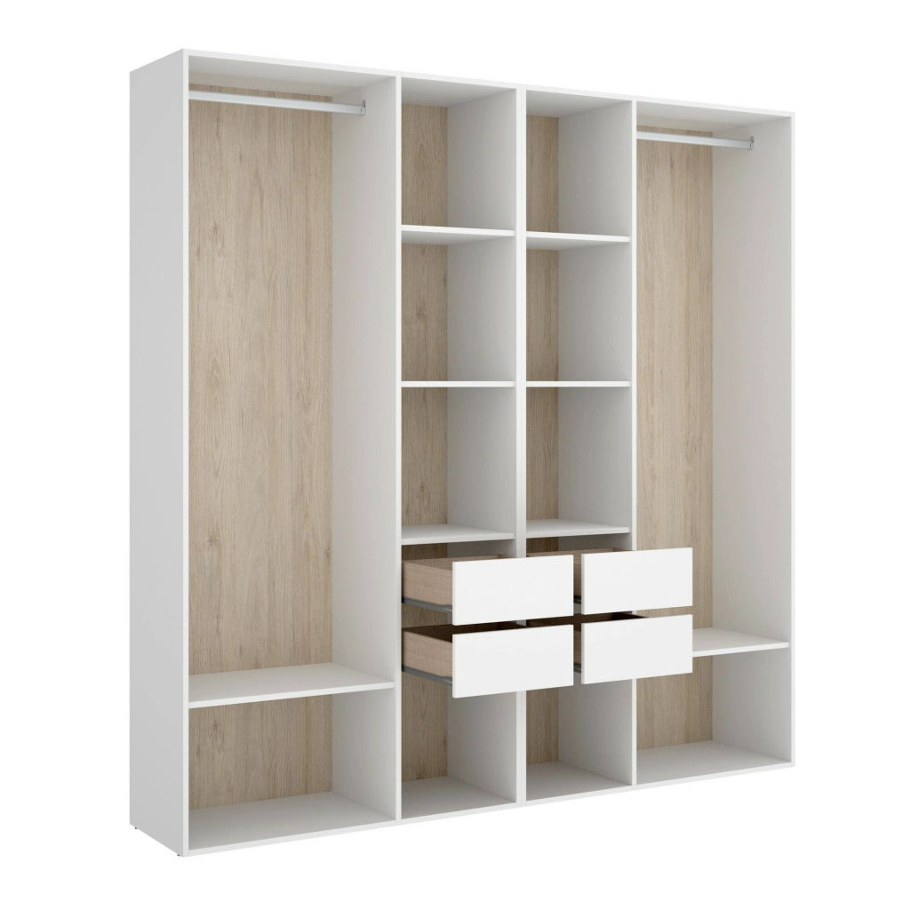 Guardaroba grande Mala, Mobile camera da letto, Cabina armadio portabiti, Armadio appendiabiti, 196x45 h205 cm, Bianco e Rovere