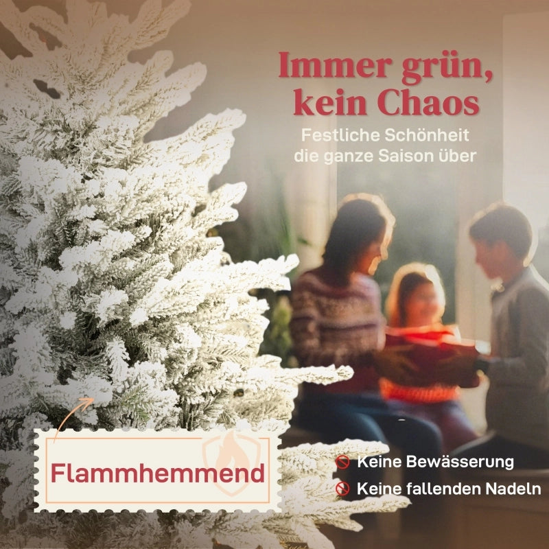 Albero di Natale artificiale, 150 cm, con neve, 1162 rami, supporto in metallo pieghevole.