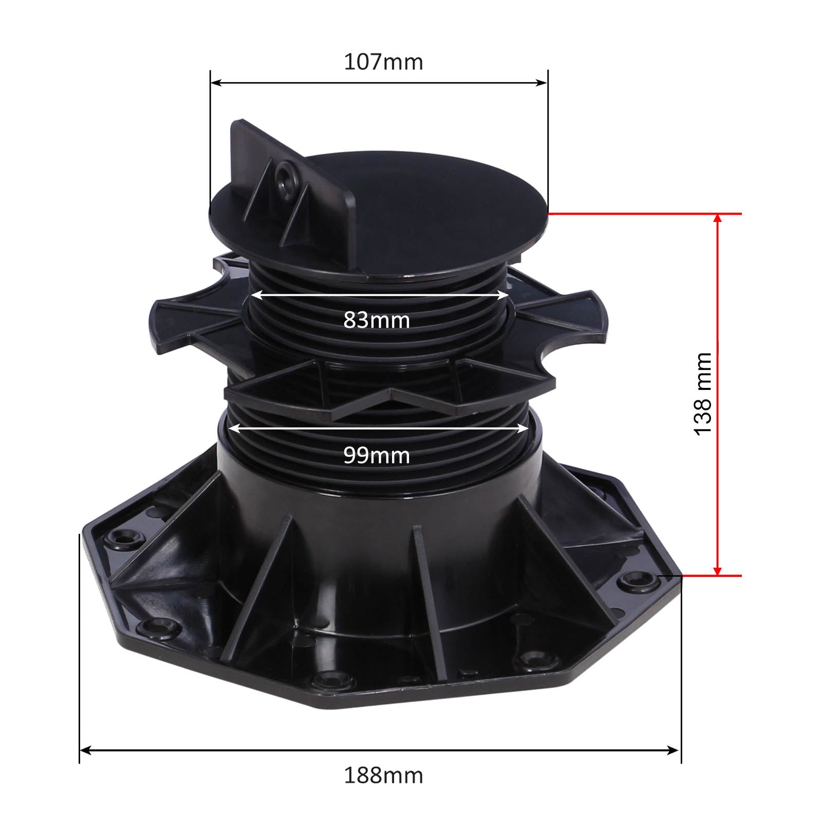 Set 40 supporti per pavimenti galleggianti, altezza regolabile 60-128mm Max 2700 kg, Pavimenti Decking