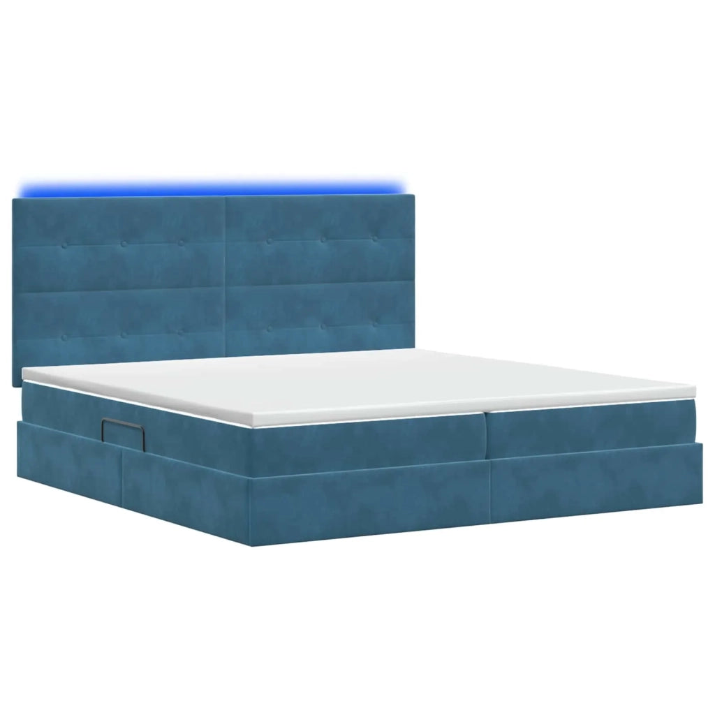 Letto con contenitore LED e materasso Blu Scuro 200 x 200 cm 3460156