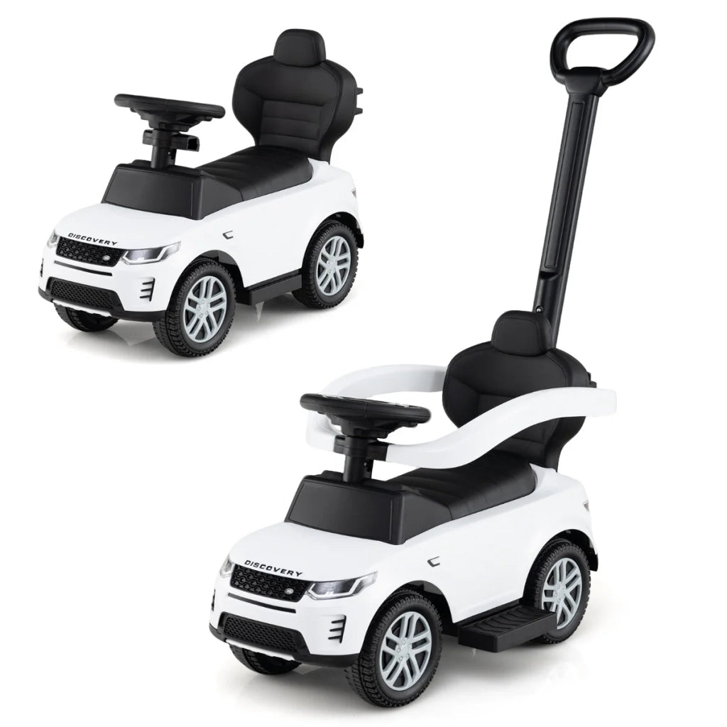Auto a spinta convertibile 3 in 1 85 x 40 x 95 cm con spazio di archiviazione ed effetti sonori stile adatto ai bambini PP bianco 20_0014678