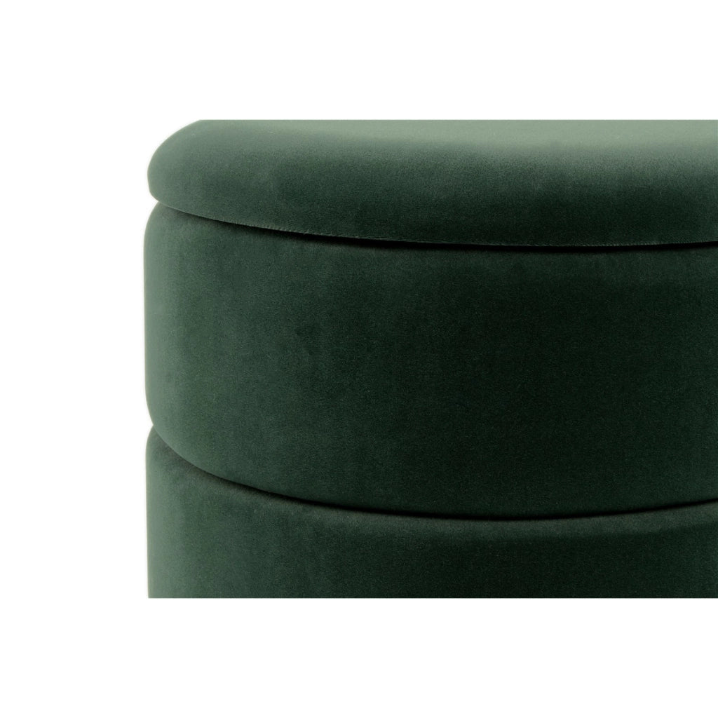 Pouf contenitore Zero in velluto verde e metallo dorato