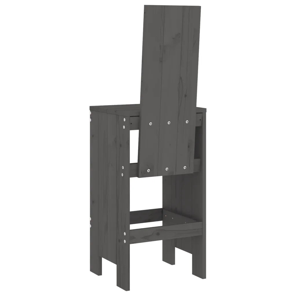 Sgabelli da Bar 2pz Grigi 40x42x120 cm Legno Massello Pino