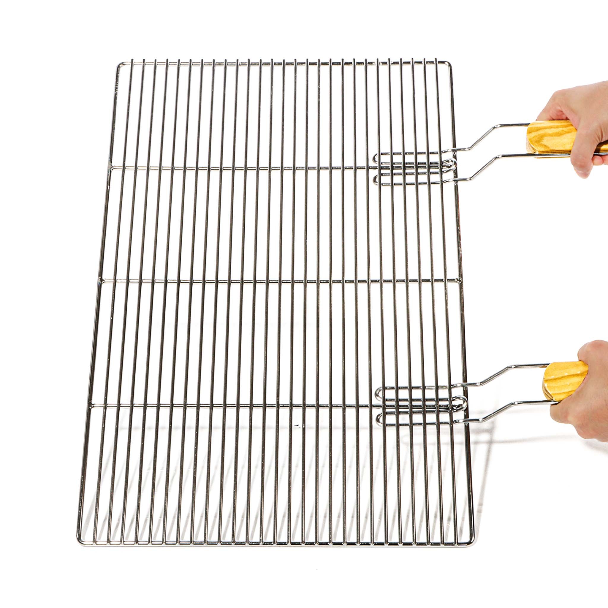 Griglia rettangolare per BBQ 67x40 cm In acciaio inox con manici Per grill a gas, a sfera ecc