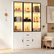 Vetrina con LED RGB e Bluetooth 5 ante 3 cassetti 13 vani ripiani regolabili per soggiorno bianco 120 × 30 × 200 cm