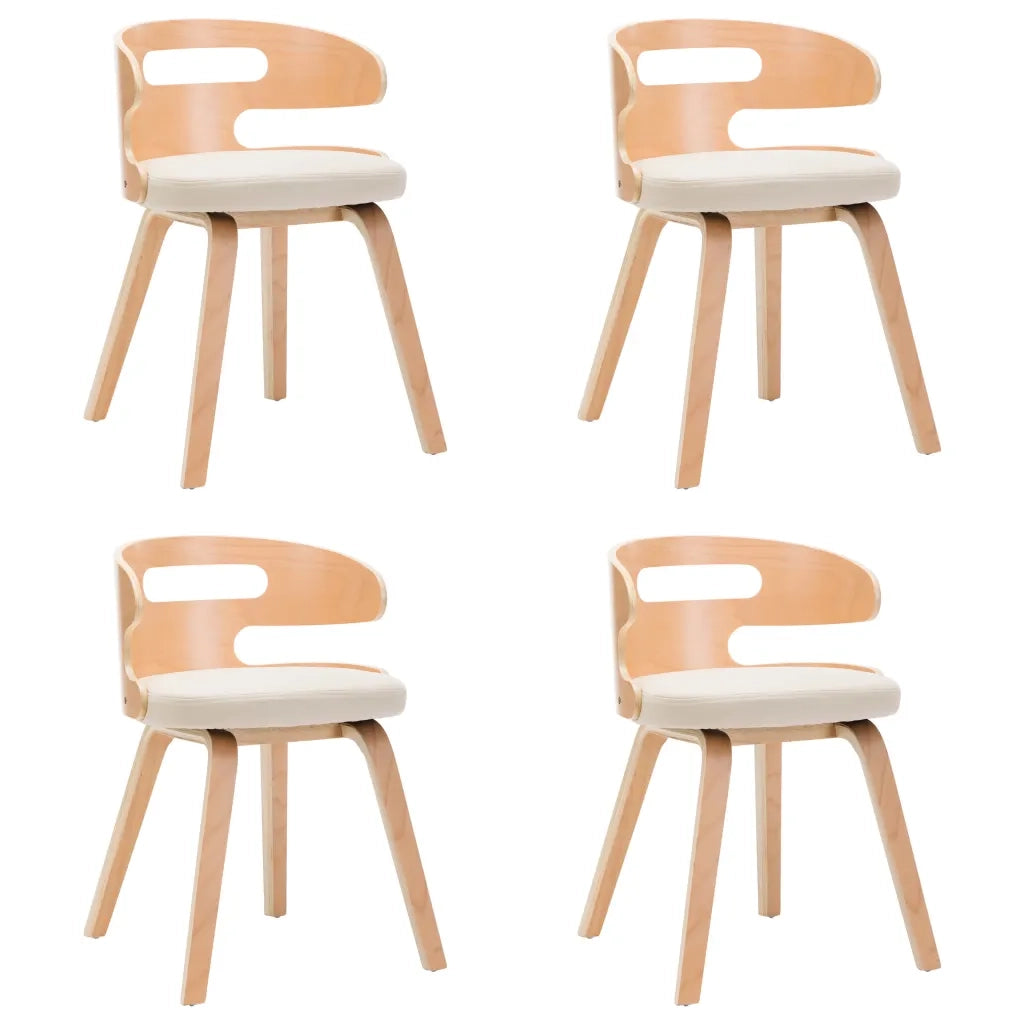Sedie da Pranzo 4 pz in Legno Curvato e Similpelle Crema