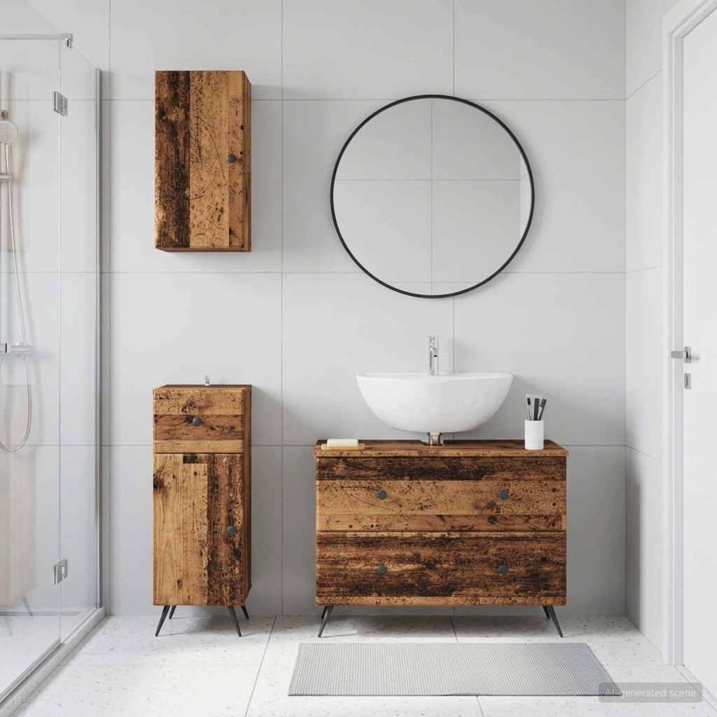 Set di armadietti da bagno in 3 pezzi BREDA Legno antico 3417808
