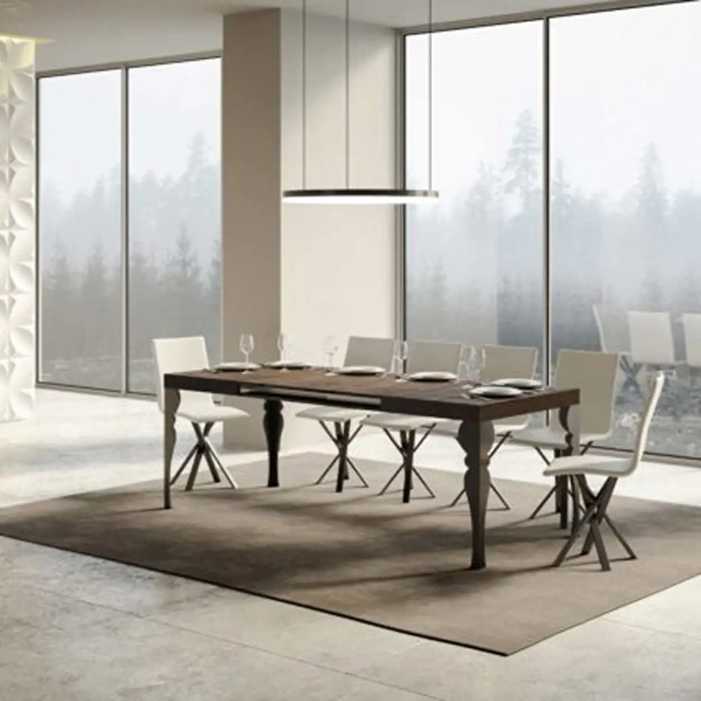 Tavolo allungabile 200/460x90 cm Paxon colore noce gambe antracite