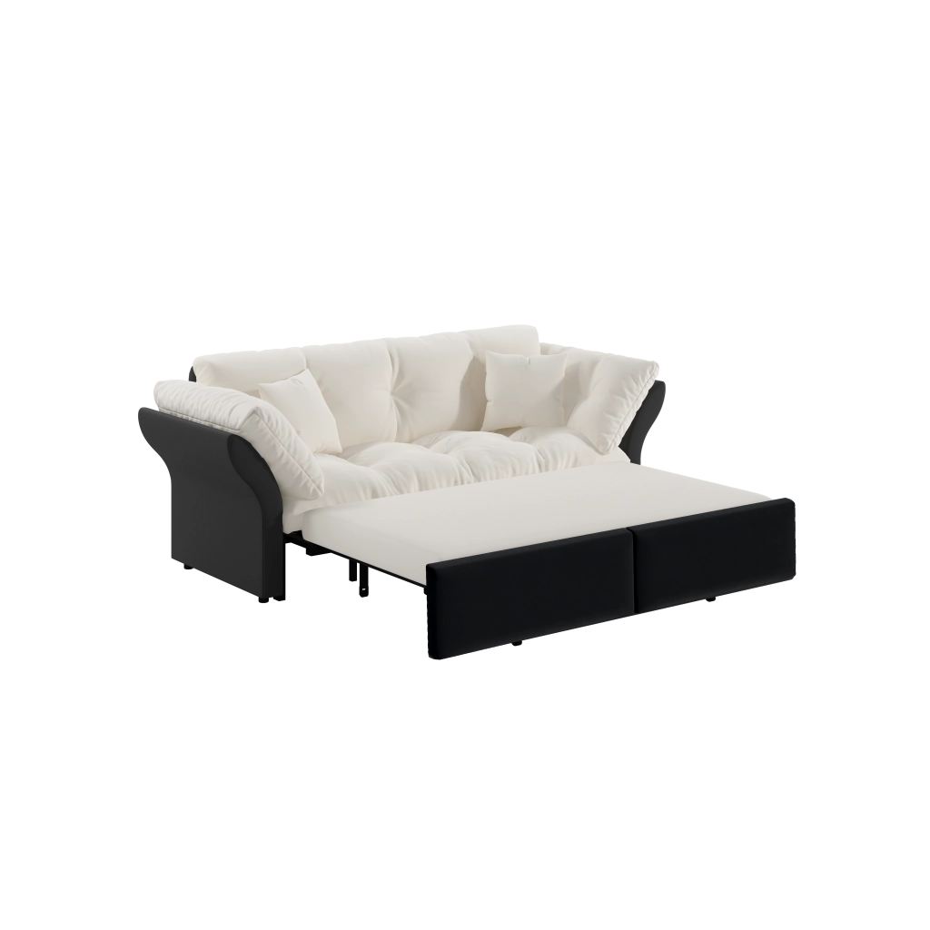 Divano letto convertibile 3 in 1 Chaise longue con 2 cuscini in Velluto Beige