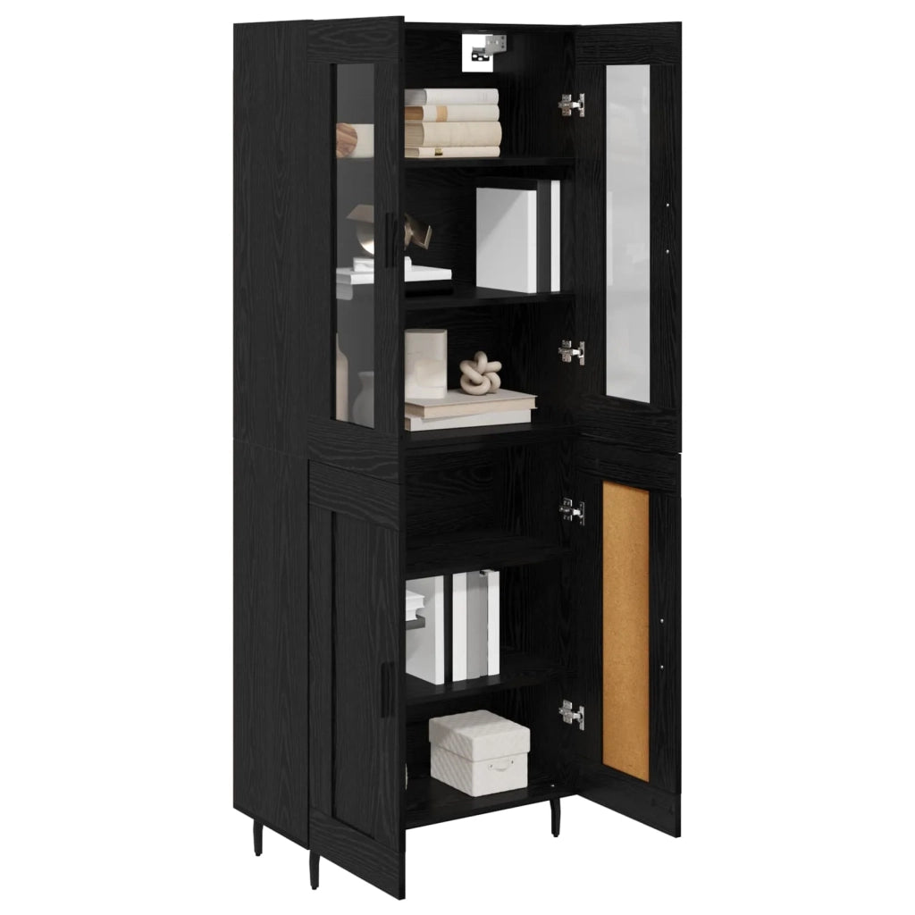 Credenza 2 pz | Madia | Buffet da pranzo | Armadio da pranzo Rovere Nero Legno multistrato