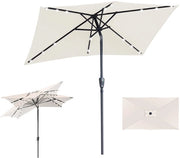 Parasole esterni - 140x210 cm - Parasole - Giardino - con LED - UPF 50+ - 30° Inclinabile - Impermeabile - Parasole per balcone - Parasole a vento - Beige