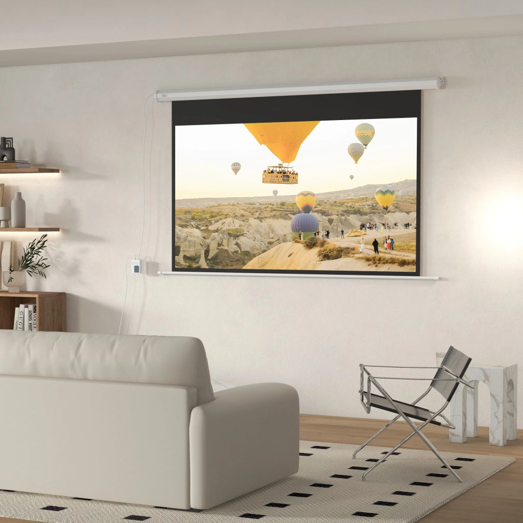 Telo per Proiettore 84" 16:9 Motorizzato con Telecomando, 215x8x140cm, Bianco