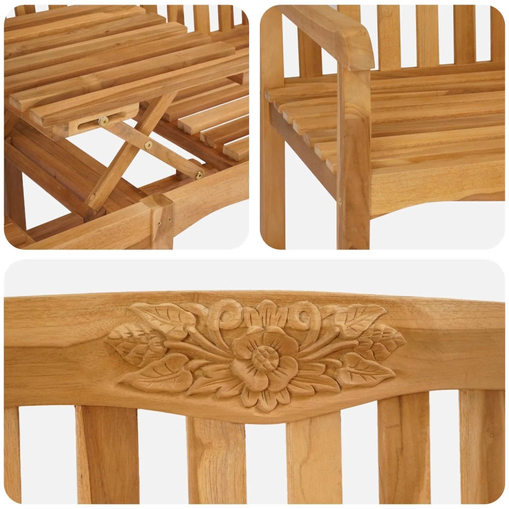 Panchina in legno intagliata a mano Naturale 150,5 x 60 x 95 cm