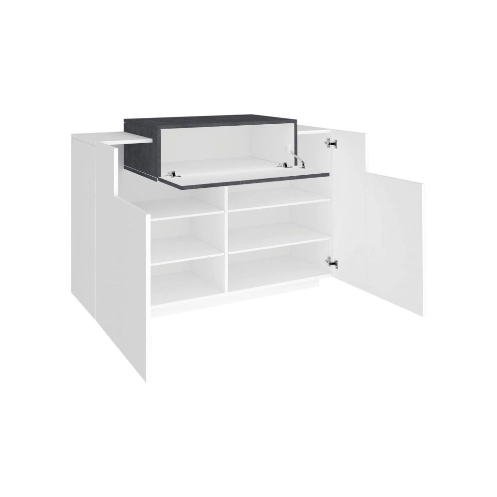 Mobile Portascarpe Aristotle, Scarpiera 4 Ripiani Made in Italy, 120x45x86h cm Bianco Lucido