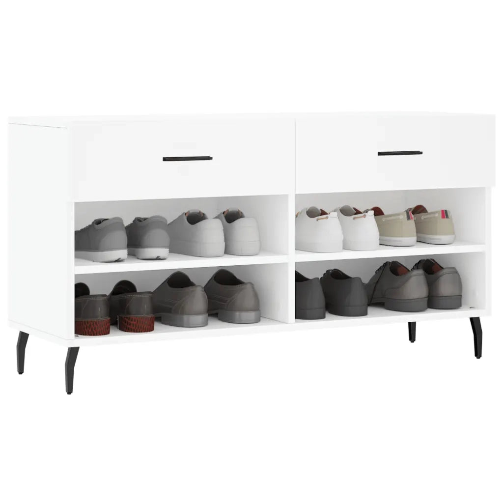 Panca Porta Scarpe-Sgabello-Panca Scarpiera Bianca 102x35x55 cm in Legno Multistrato 183300