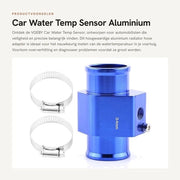 Sensore di Temperatura dell'Acqua del Motore - Adattatore di Tubo Radiatore in Alluminio - Blu - Prevenire l'Eccesso di Temperatura - Adatto per Auto - 34mm