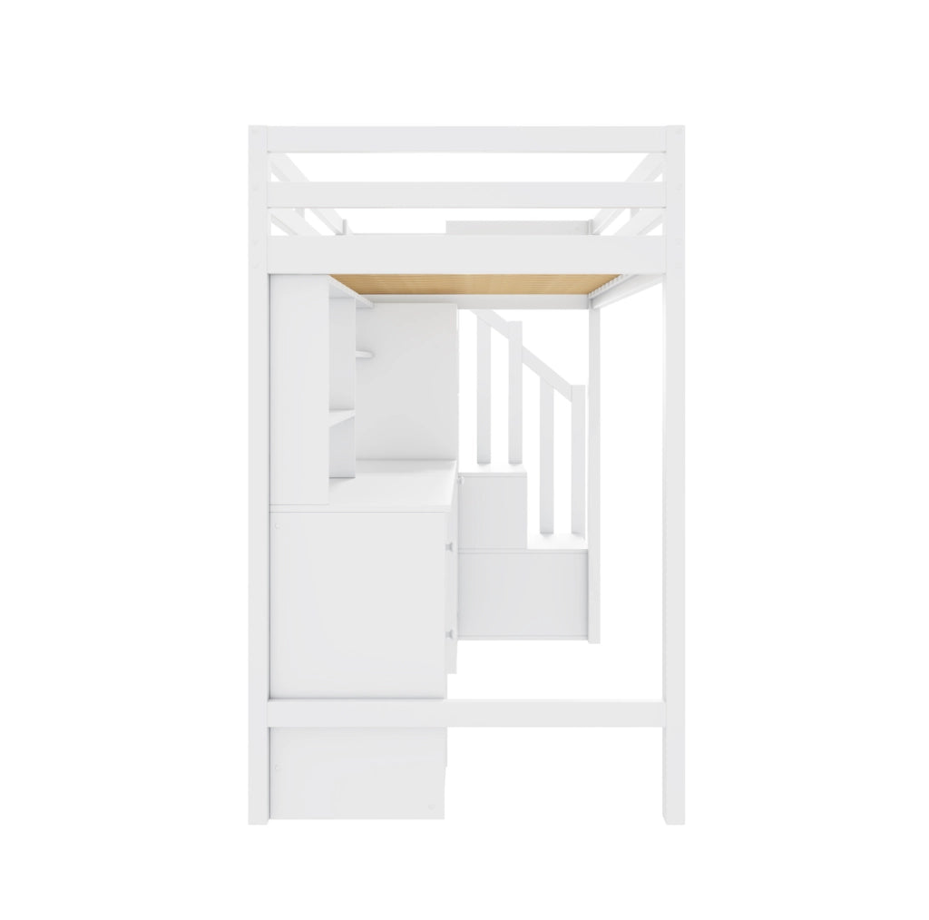 Letto a castello 90x200 cm con scrivania, armadio e cassetti bianco