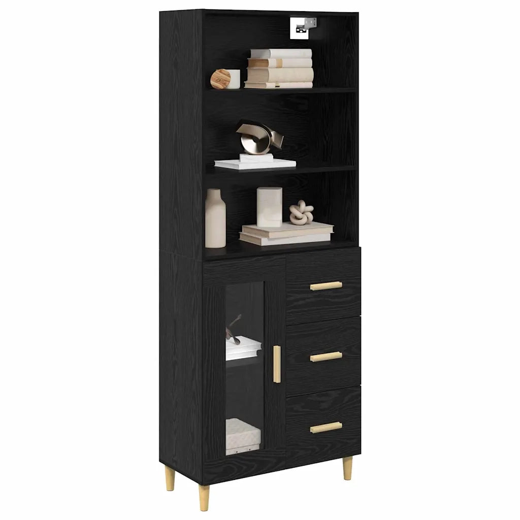 Credenza Rovere Nero 69,5 x 32,5 x 180 cm Legno multistrato
