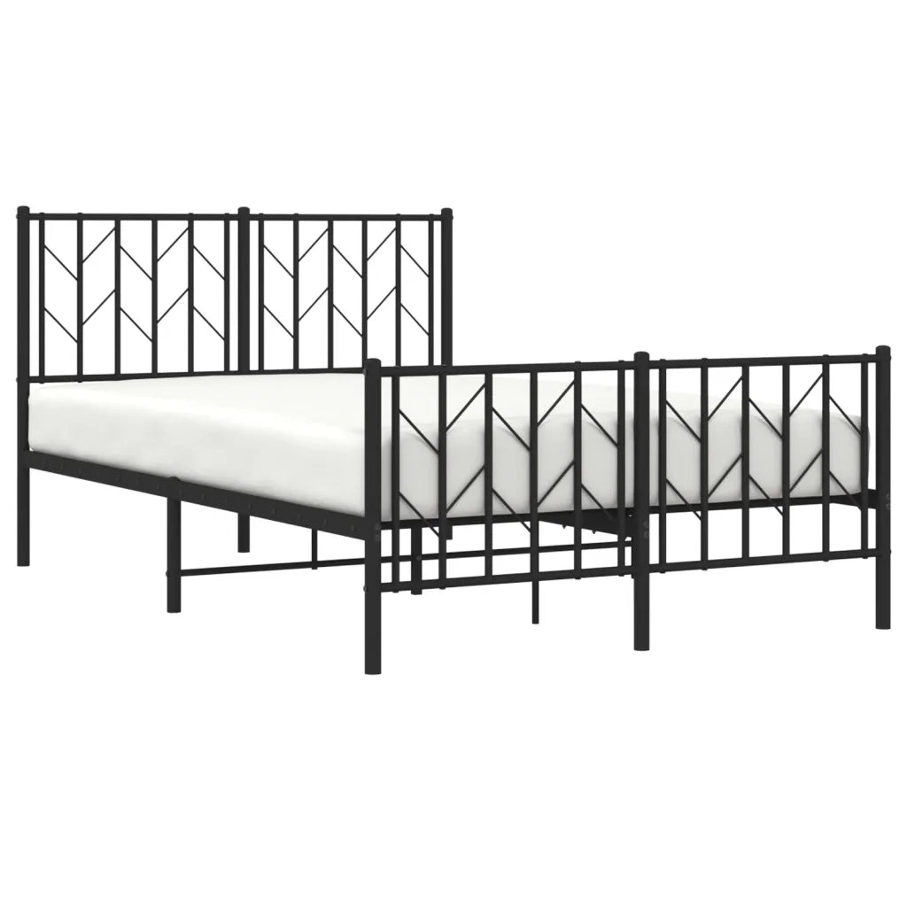 Giroletto con Testiera e Pediera Metallo Nero 120x200 cm 374453