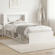 Telaio del letto con storage con testiera Bianco 90 x 190 cm