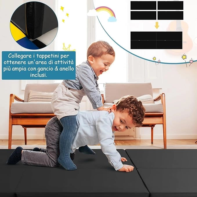 Tappetino da Yoga Spesso, Tappetino Fitness Pieghevole e Portatile con Imbottitura in EPE, Cerniera e Maniglie, Materassino Allenamento da Casa e Palestra,180 x 60 x 5 cm