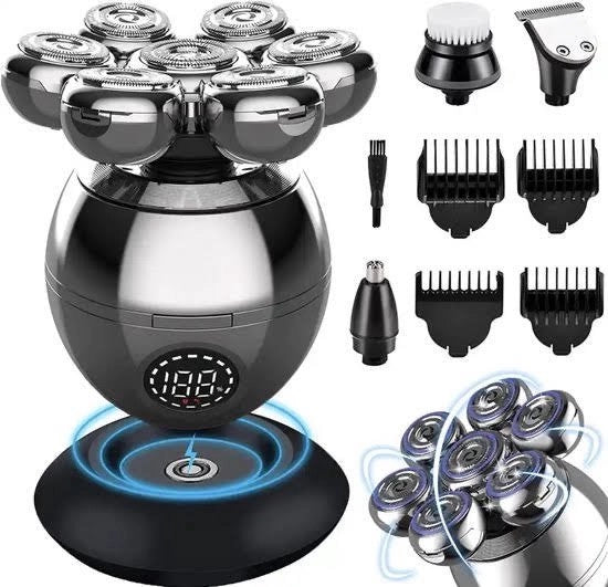 Apparecchio a 6 in 1 per uomo - Tondeuse - Trimmer - Rasatrice elettrica per viso e capelli - Rasatura - Rasatura completa - Senza fili e senza acqua - Ricarica wireless - Elettrico - Trimmer per capelli - Grooming