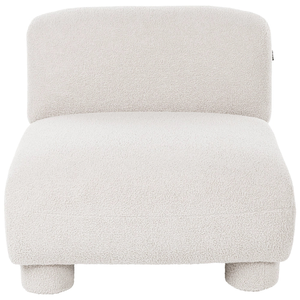 Set da salotto 4 posti con pouf, modulare dal profilo ribassato in stile organico e curvo bianco sporco