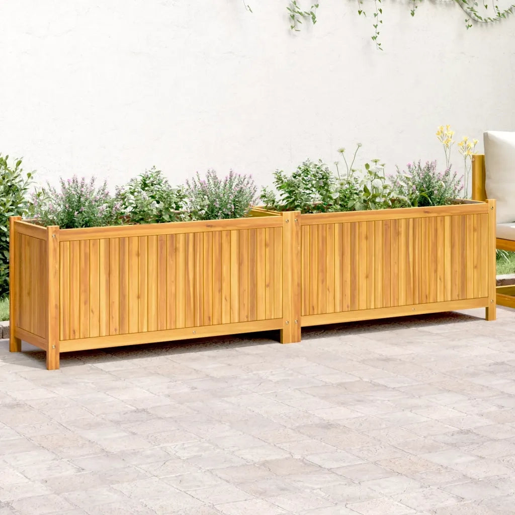 Fioriera Giardino con Rivestimento 199x38,5x50 Massello Acacia 366443