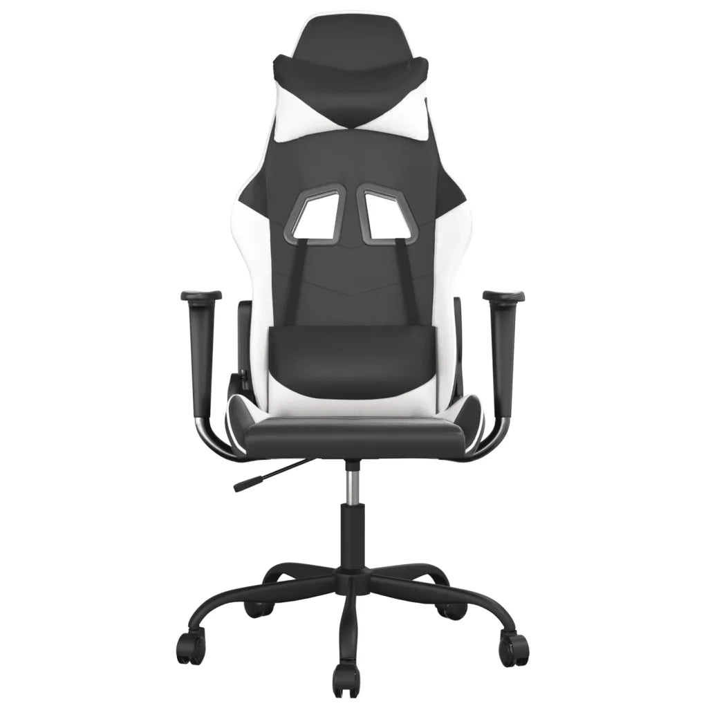 vidaXL Sedia da Gaming Massaggiante Nera e Bianca in Similpelle