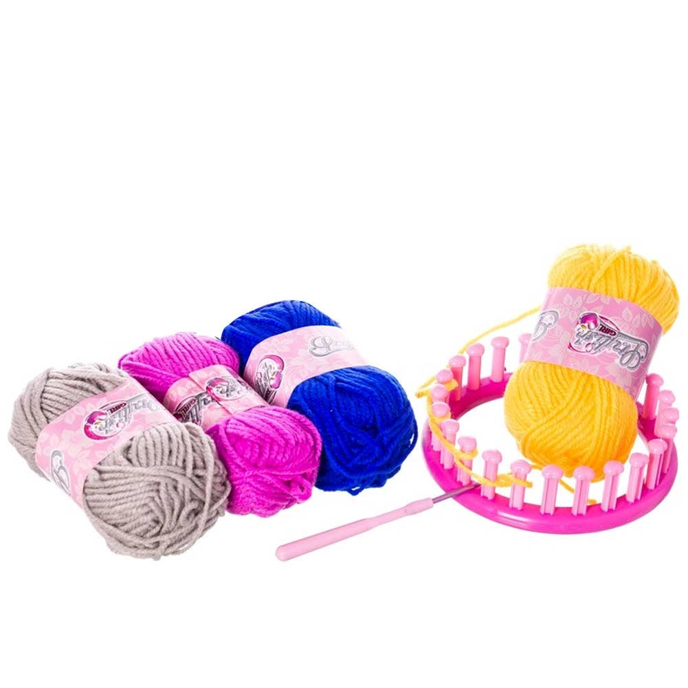 Giocattolo Maglieria Magica Bambini Telaio Lavori a Maglia 4 Gomitoli Colorati