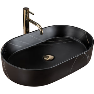 Lavabo Da Appoggio In Ceramica Rea Nadia Stone Black Matt