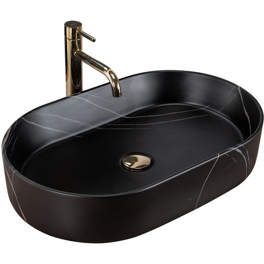 Lavabo Da Appoggio In Ceramica Rea Nadia Stone Black Matt