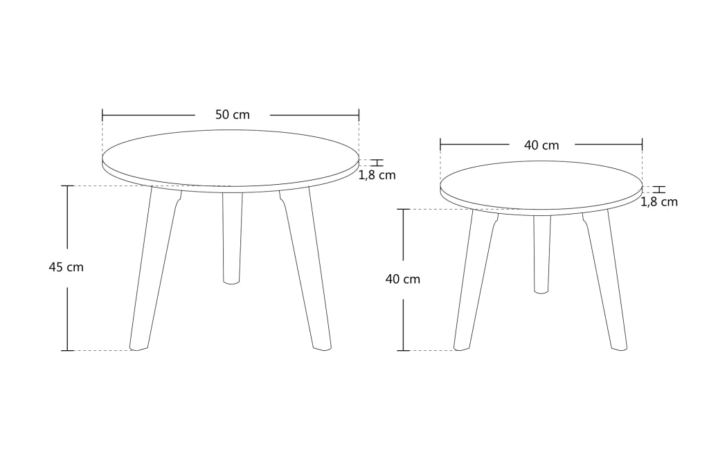 Tavolini da salotto con top bianco in mdf e piedi in legno - Twins - TS08TWPL