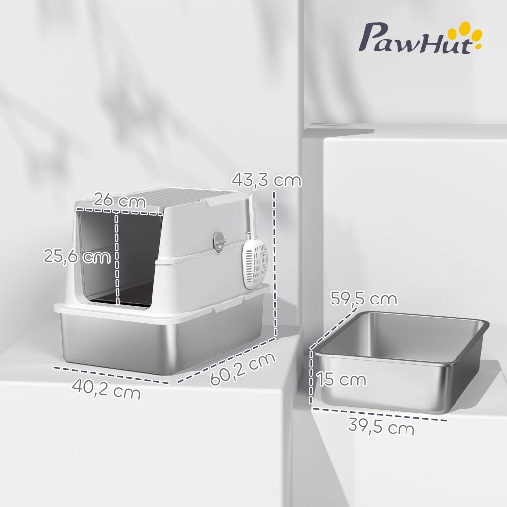 Casetta igienica per gatti XL in acciaio inossidabile ¨C Minimal ¨C 60.2x40.2x43.3 cm, grigio chiaro