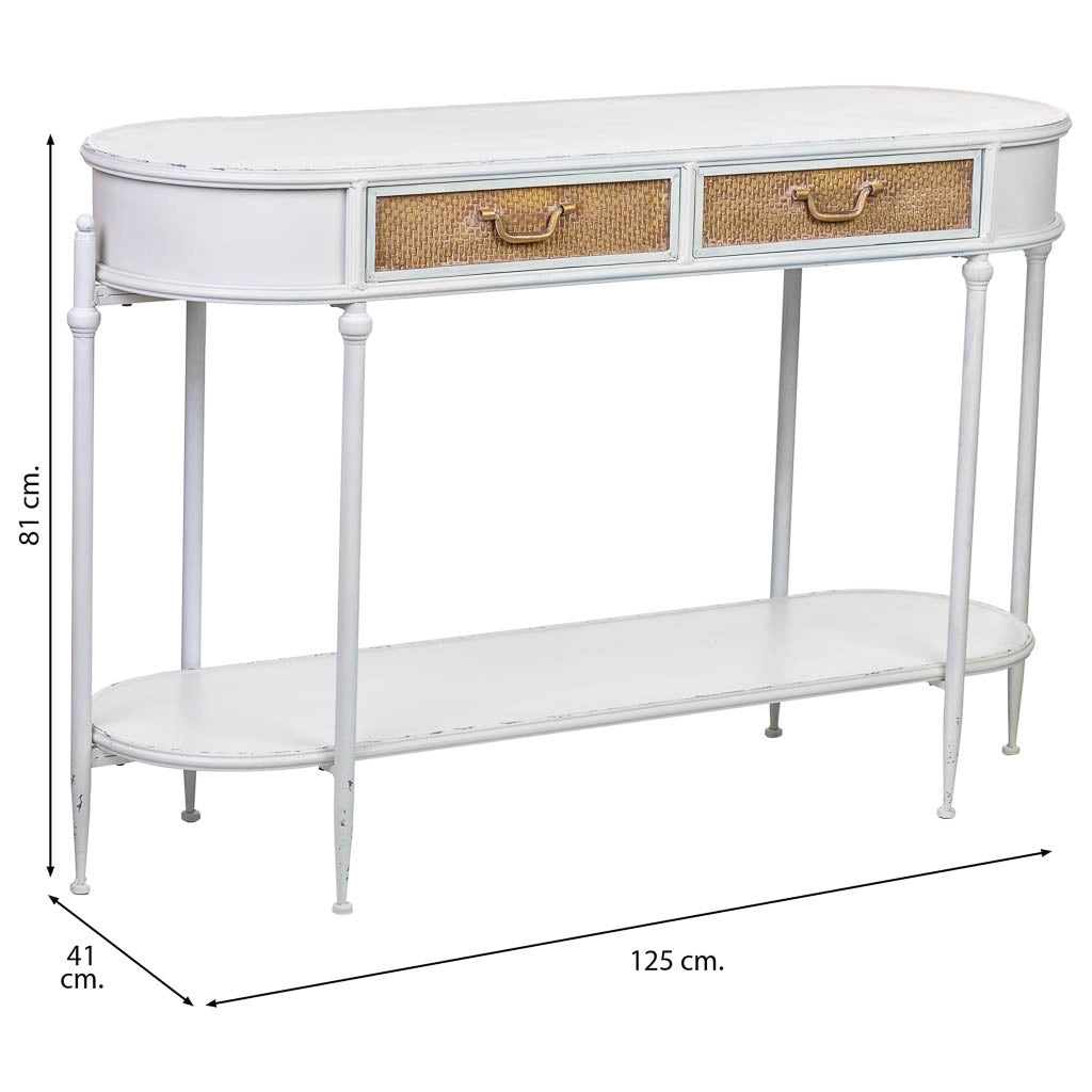 Mobili d'ingresso in metallo bianco 125x41x81h cm
